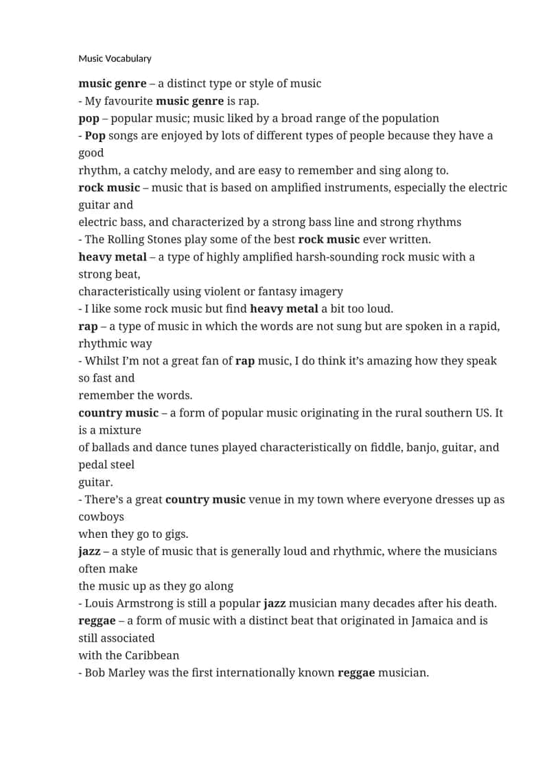 Music Vocabulary