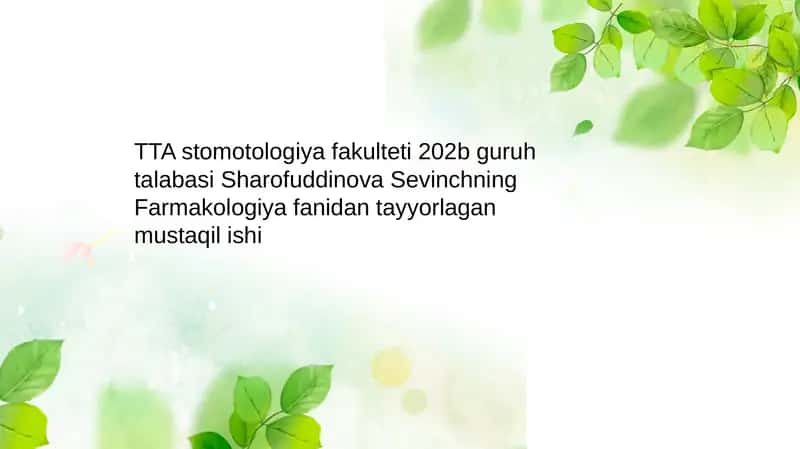 Tropikamid dori vositasining farmakologiyasi