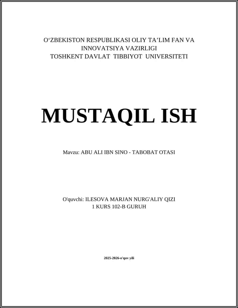 ABU ALI IBN SINO - TABOBAT OTASI