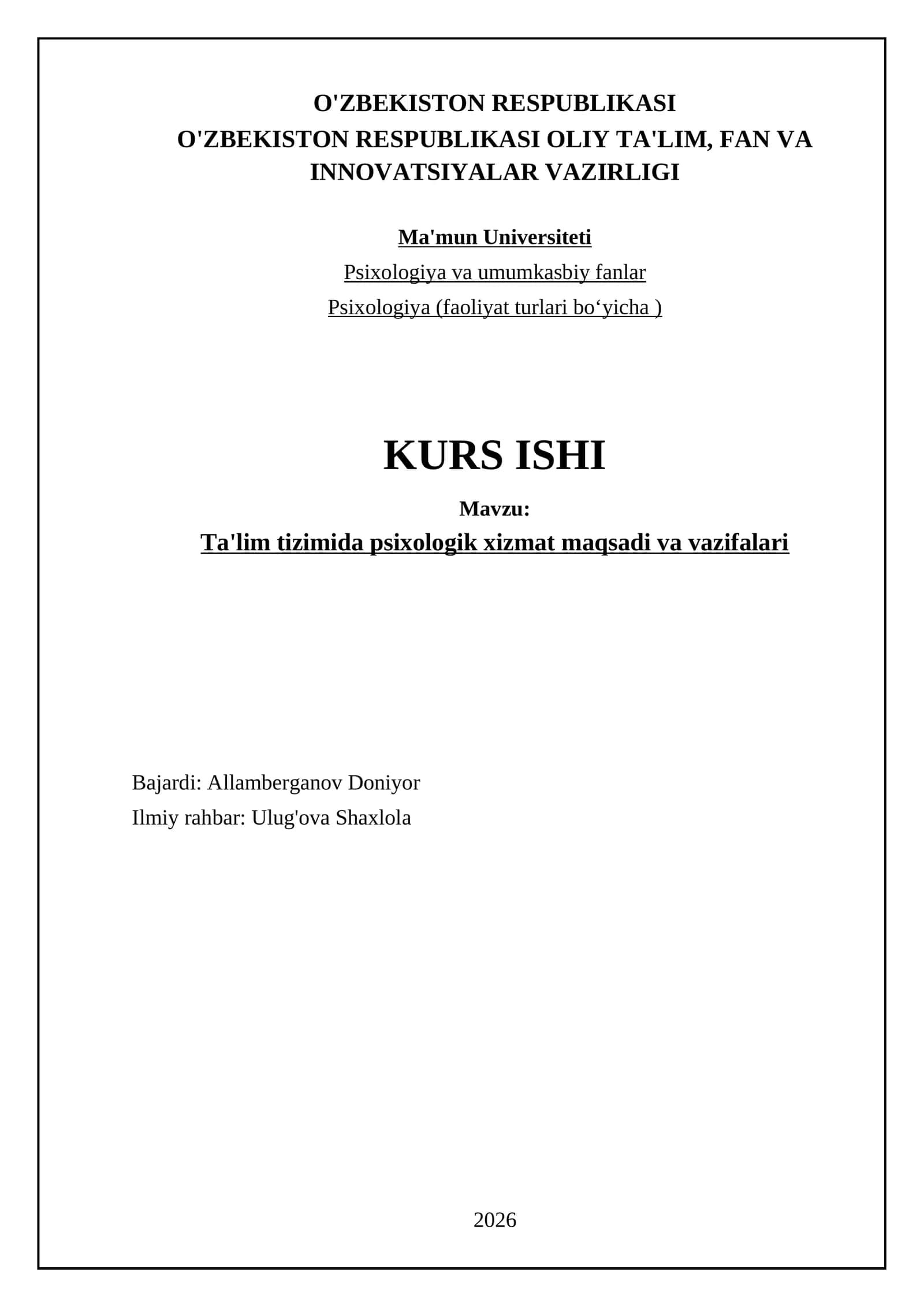 Ta'lim psixologiyasining asosiy tushunchalari va mohiyati
