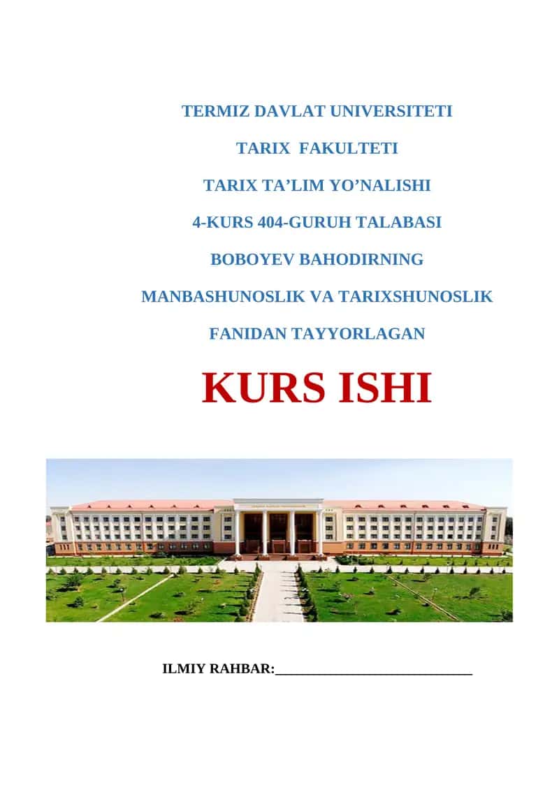 TARIX TA'LIM YO’NALISHI