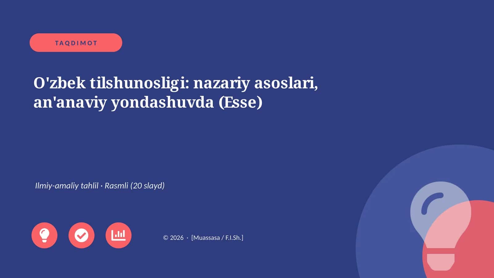 O'zbek tilshunosligi: nazariy asoslari, an'anaviy yondashuvda (Esse)
