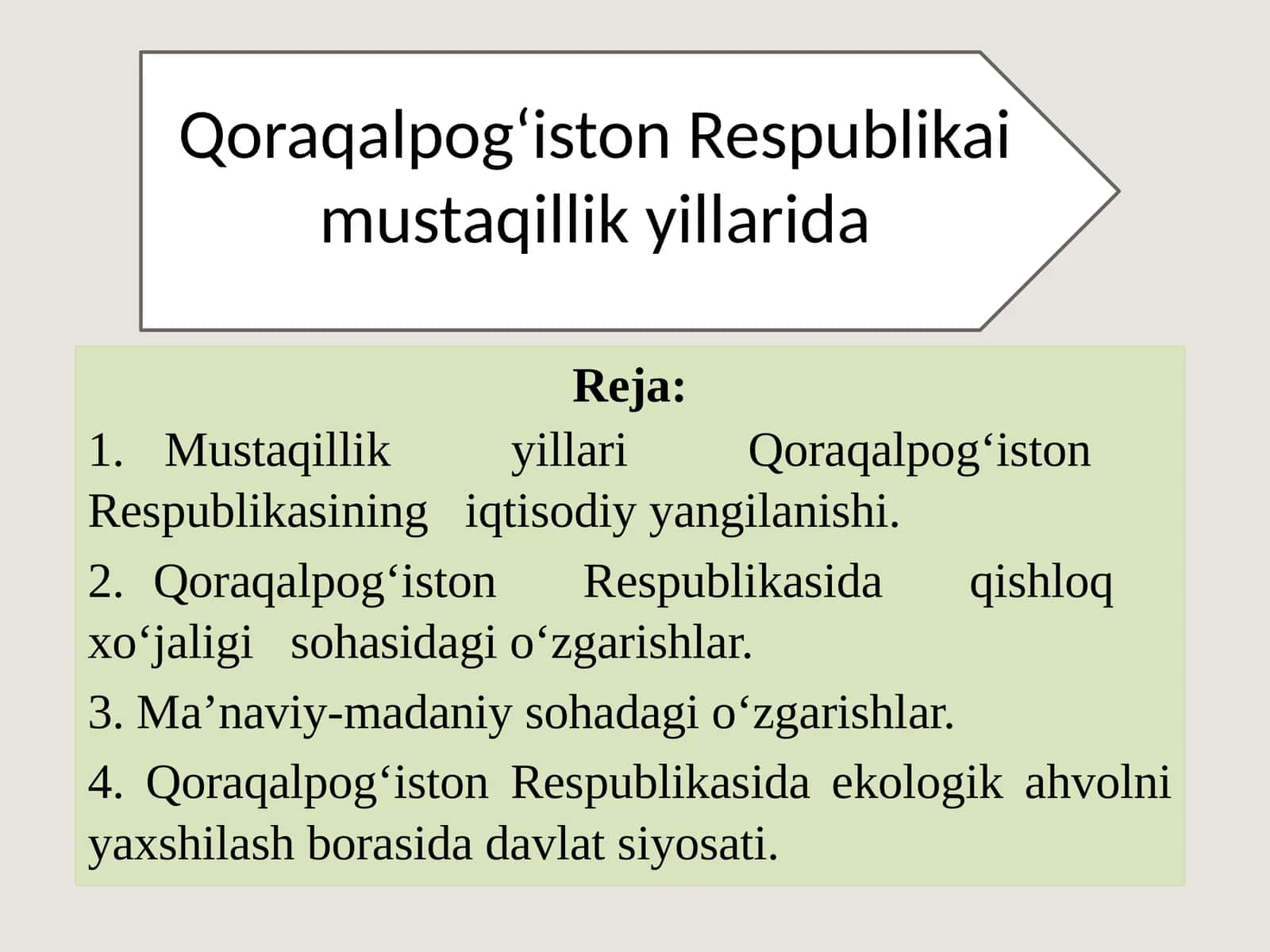Qoraqalpogʻiston Respublikai mustaqillik yillarida
