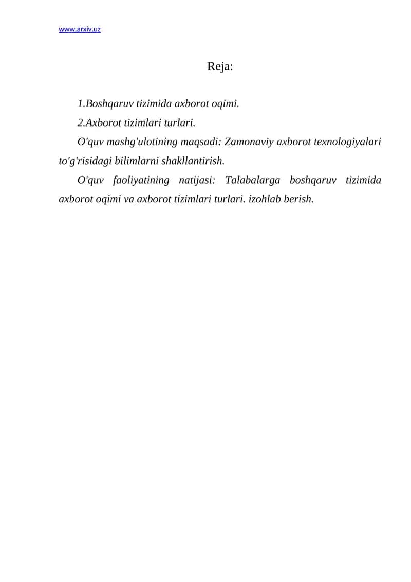 Axborot Tizimlarini Tadbiq Etish