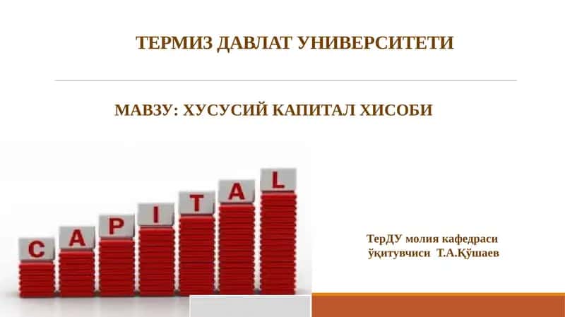 Xususiy kapital hisobi