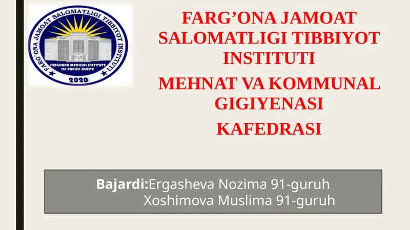 Axoliga maishiy xizmat ko`rsatish muassalari gigiyenasi