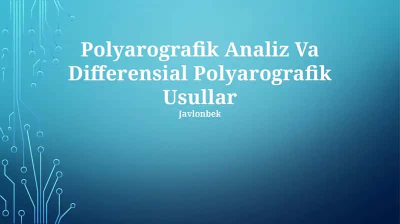 Polyarografik Analiz Va Differensial Polyarografik Usullar