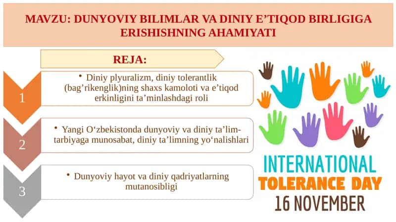 DUNYOVIY BILIMLAR VA DINIY E’TIQOD BIRLIGIGA ERISHISHNING AHAMIYATI