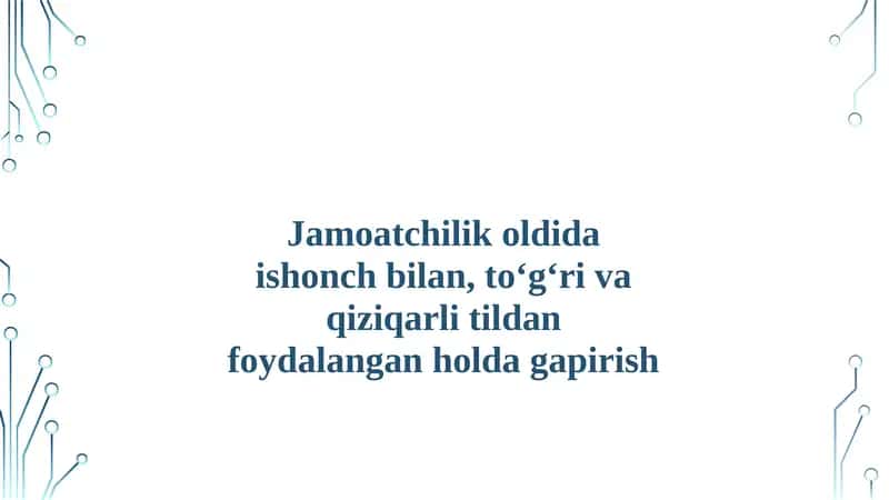 Jamoatchilik Oldida Ishonch Bilan Nutq So'zlash San'ati
