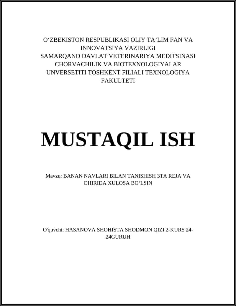 BANAN NAVLARI BILAN TANISHISH