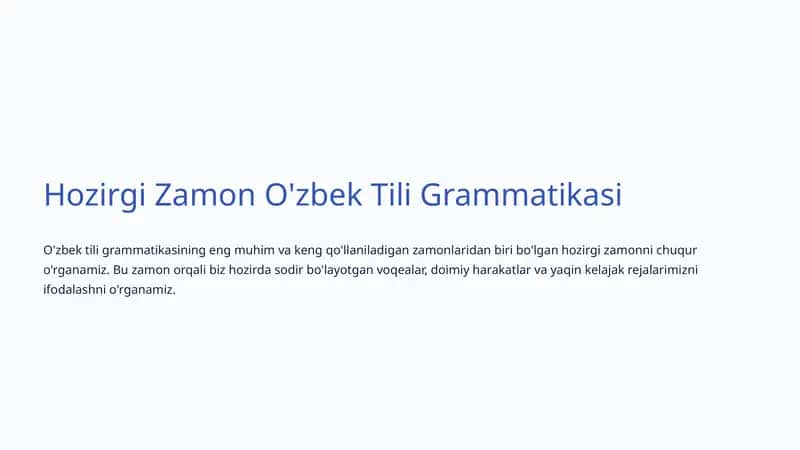 Hozirgi Zamon O'zbek Tili Grammatikasi