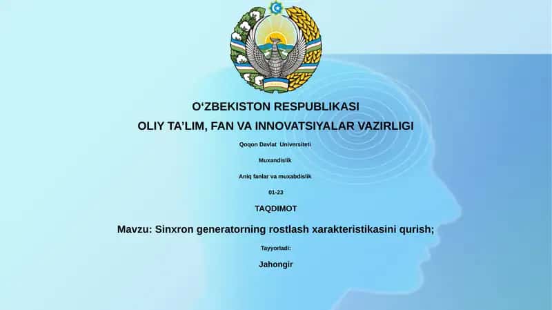 Sinxron generatorning rostlash xarakteristikasini qurish