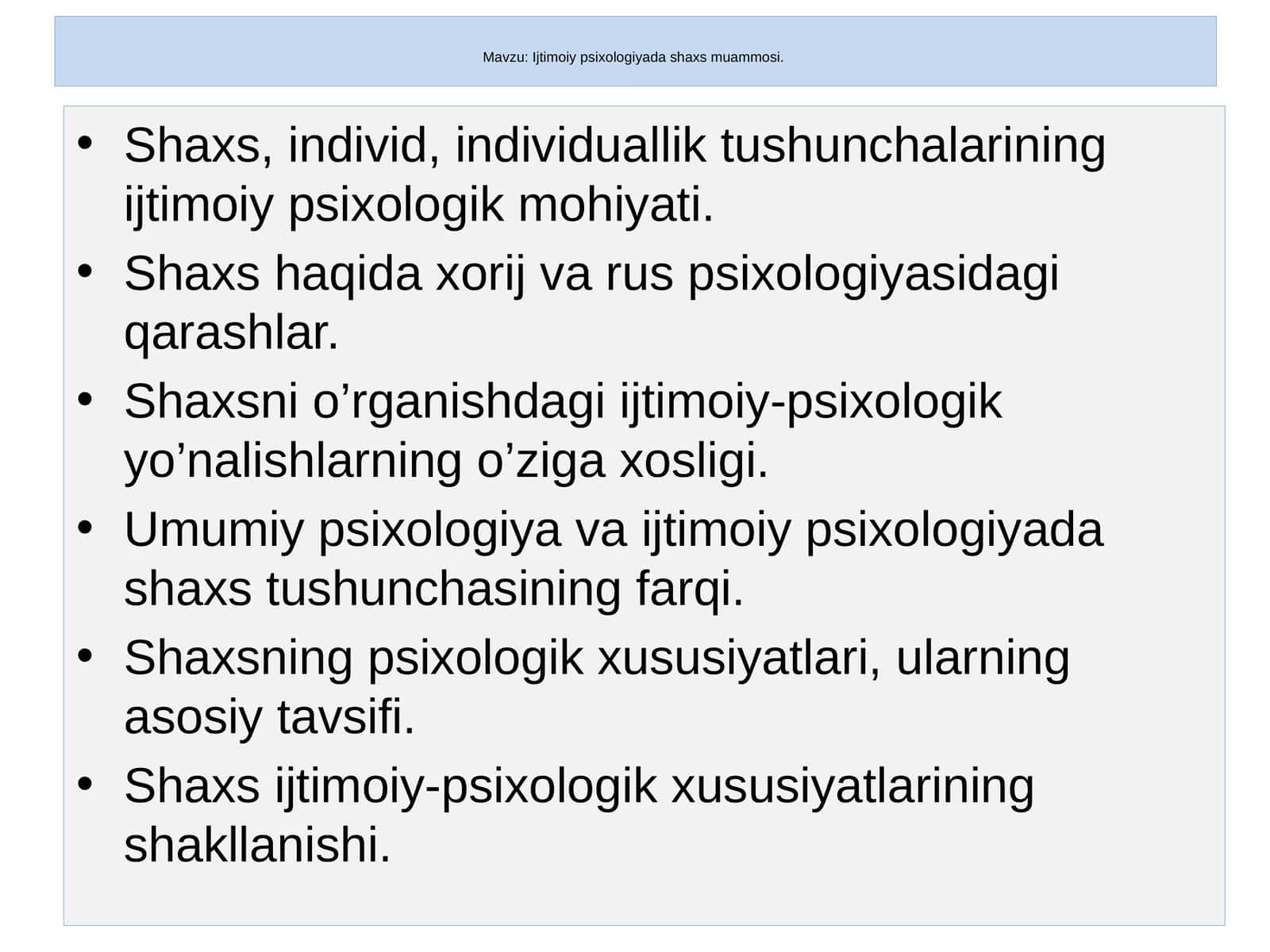 Ijtimoiy psixologiyada shaxs muammosi