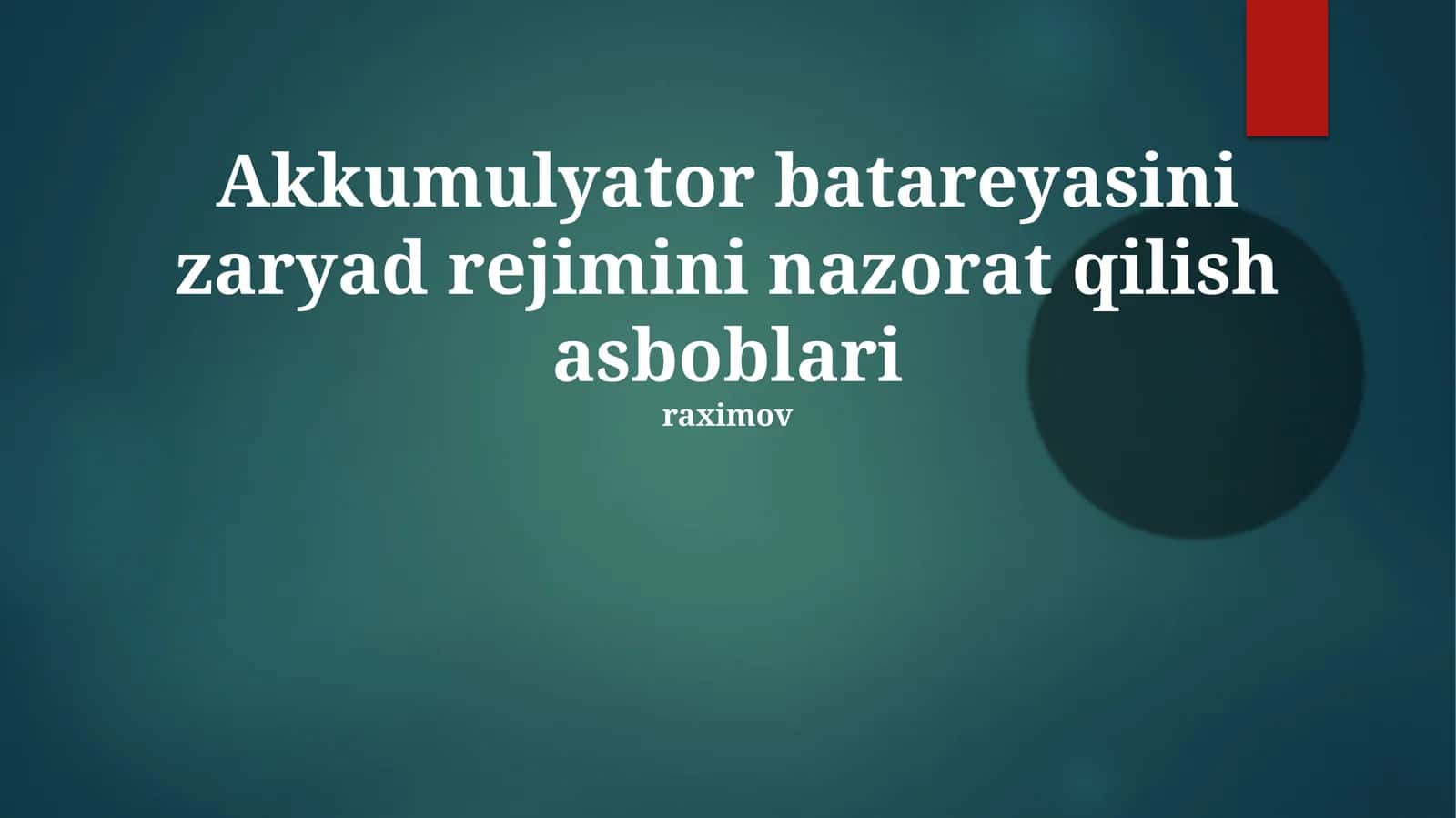 Zaryad rejimini nazorat qilish asboblari