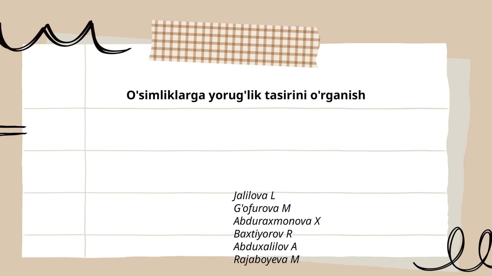 O'simliklarga yorug'lik tasirini o'rganish
