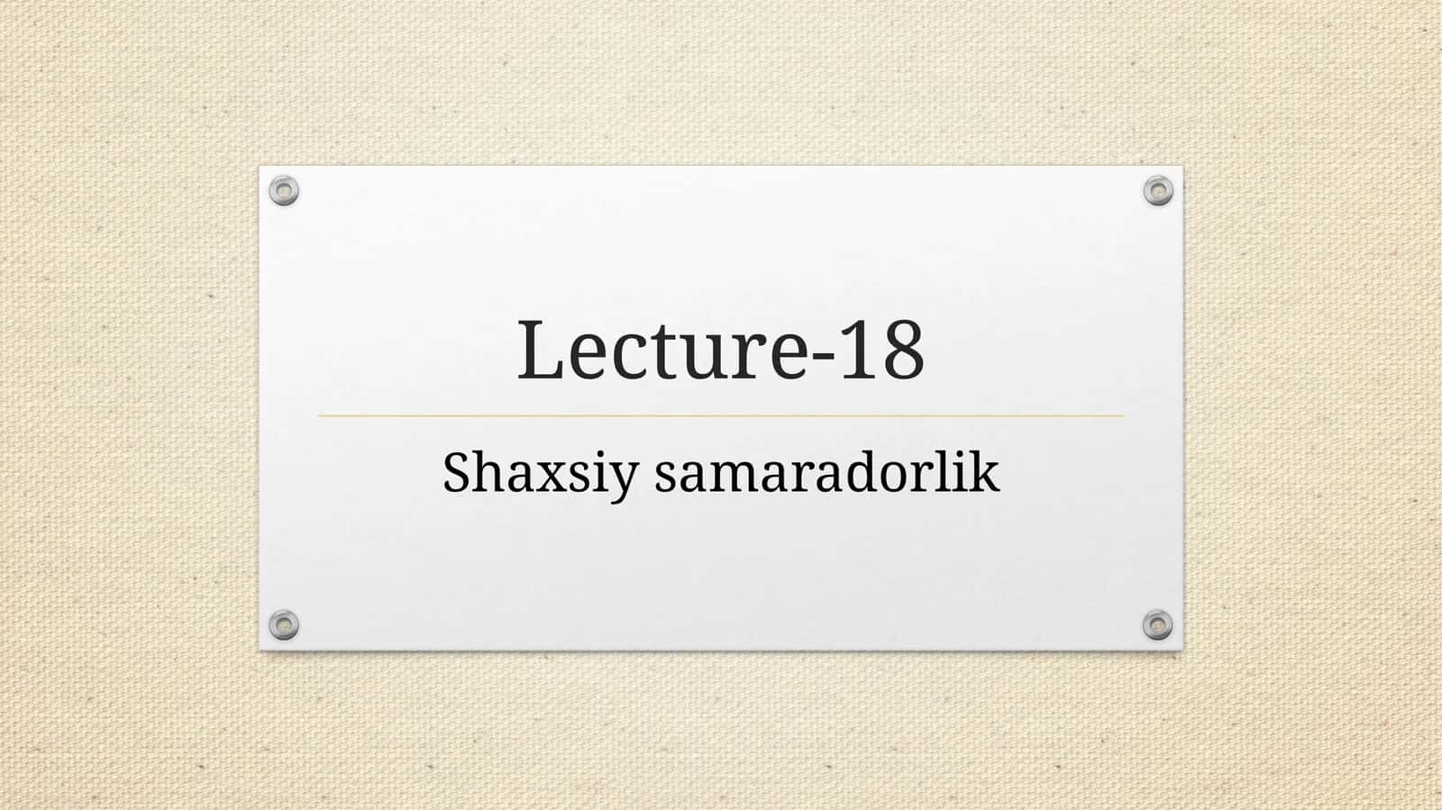Shaxsiy samaradorlik