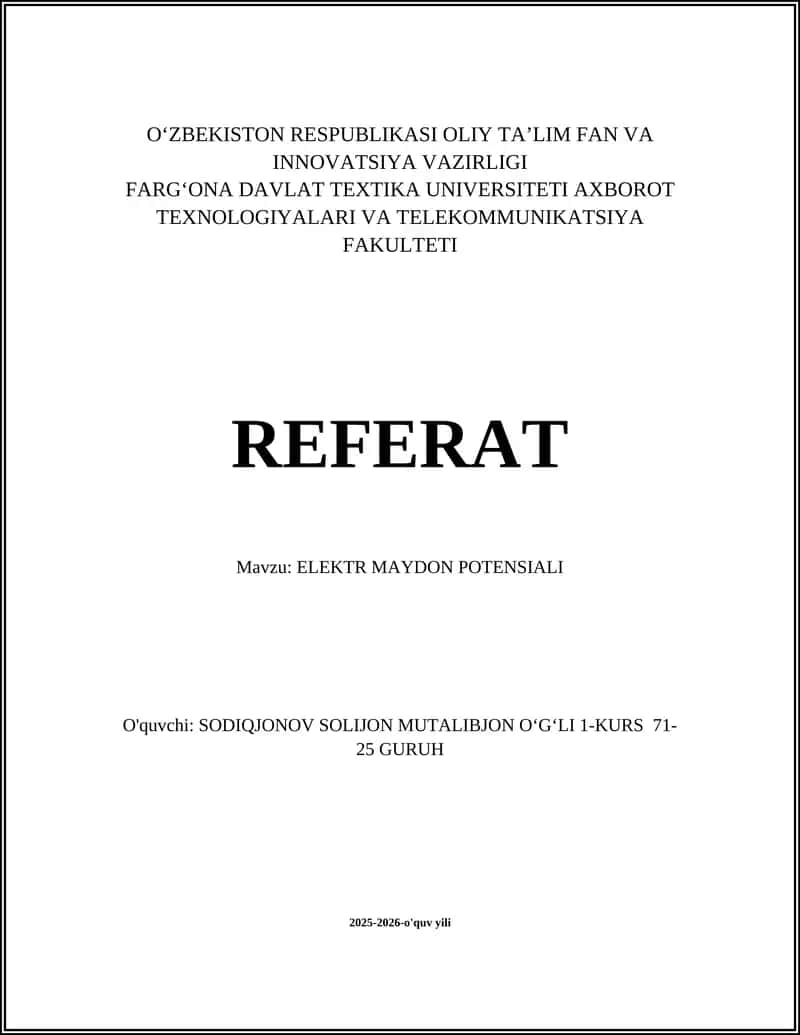 ELEKTR MAYDON POTENSIALI