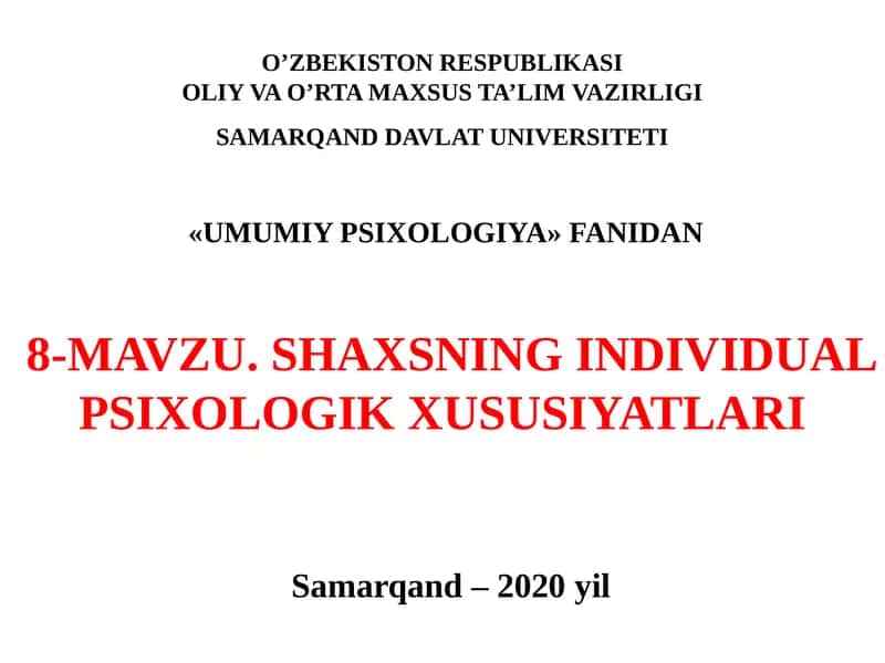 Individual-tipologik xususiyatlarklassifikasiyasi