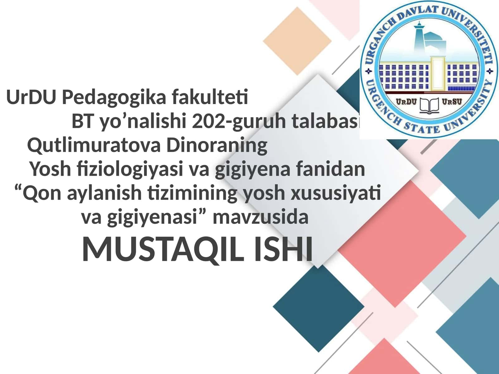 Qonaylanish tizimining yosh xususiyati va gigiyenasi