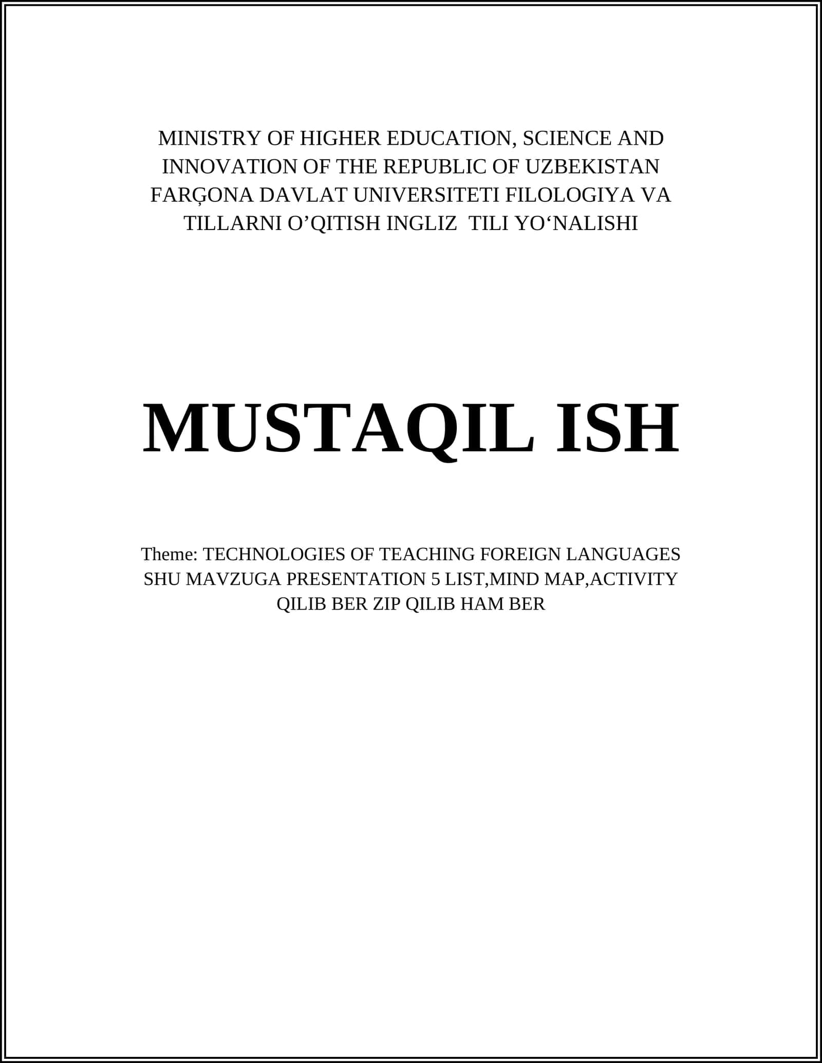 Technologiyalar Ingliz Tili O'qitishda