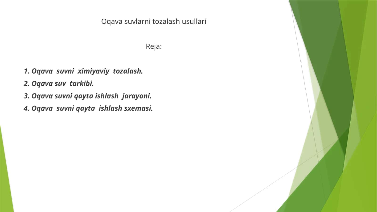 Oqavasuvlarni tozalash usullari