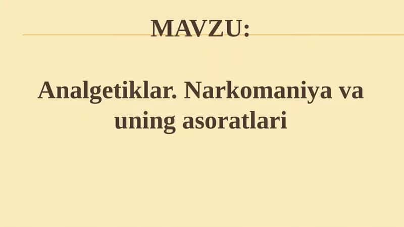 Narkotik analgеtiklar