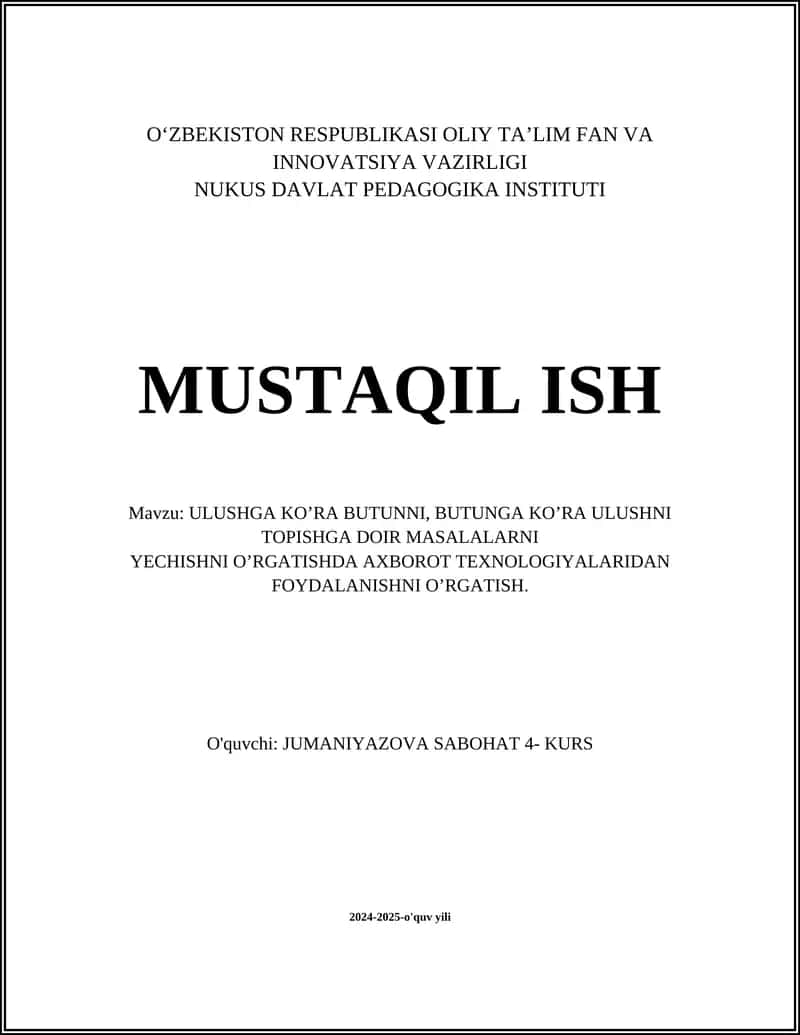 Ulushga ko’ra butunni topish algoritmlari