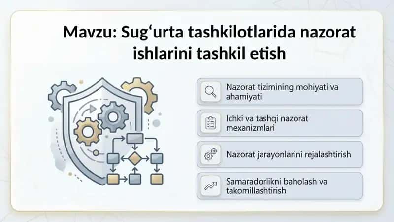 Sugʻurta tashkilotlarida nazorat ishlarini tashkil etish