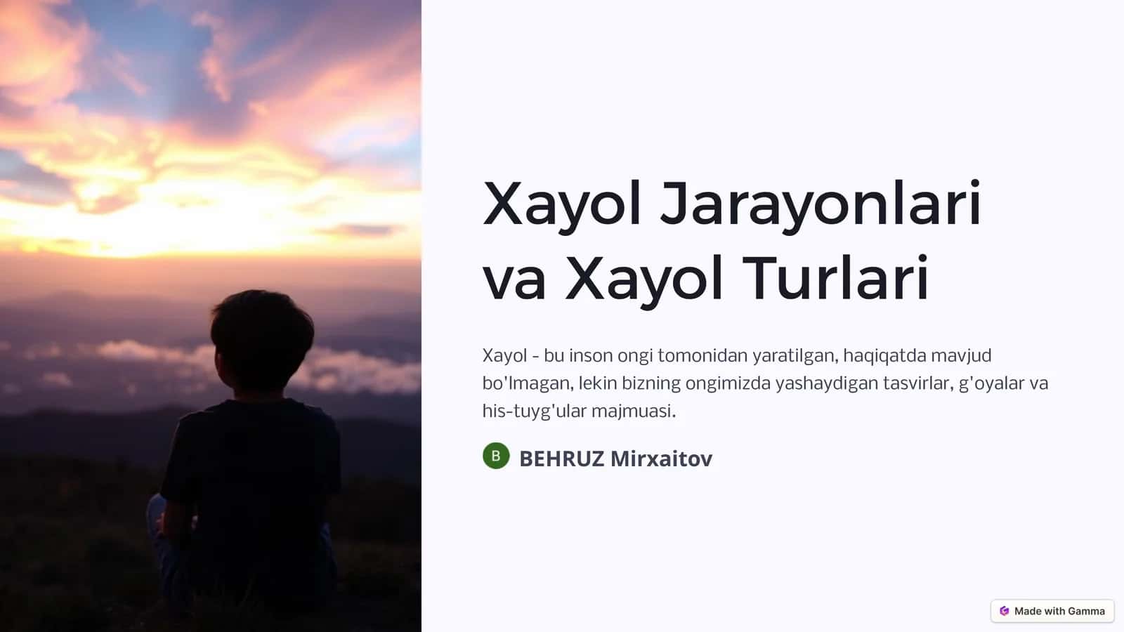 Xayol Jarayonlari va Xayol Turlari