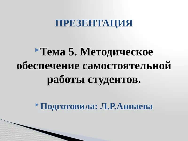 Самостоятельная работа студентов