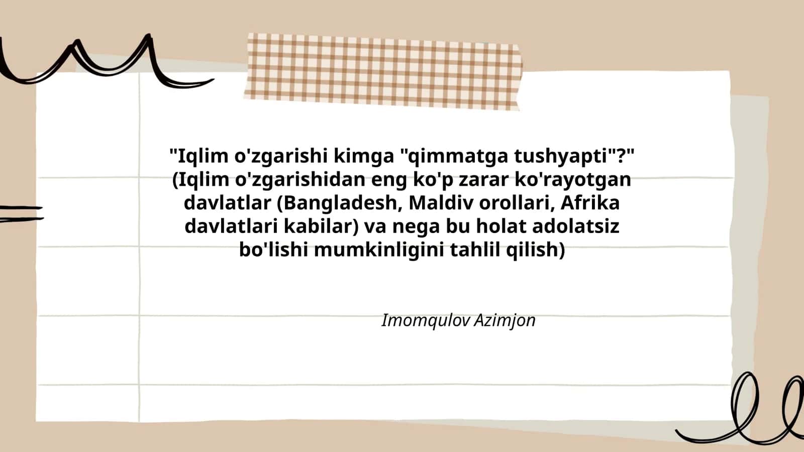 Iqlim o'zgarishi kimga "qimmatga tushyapti"?