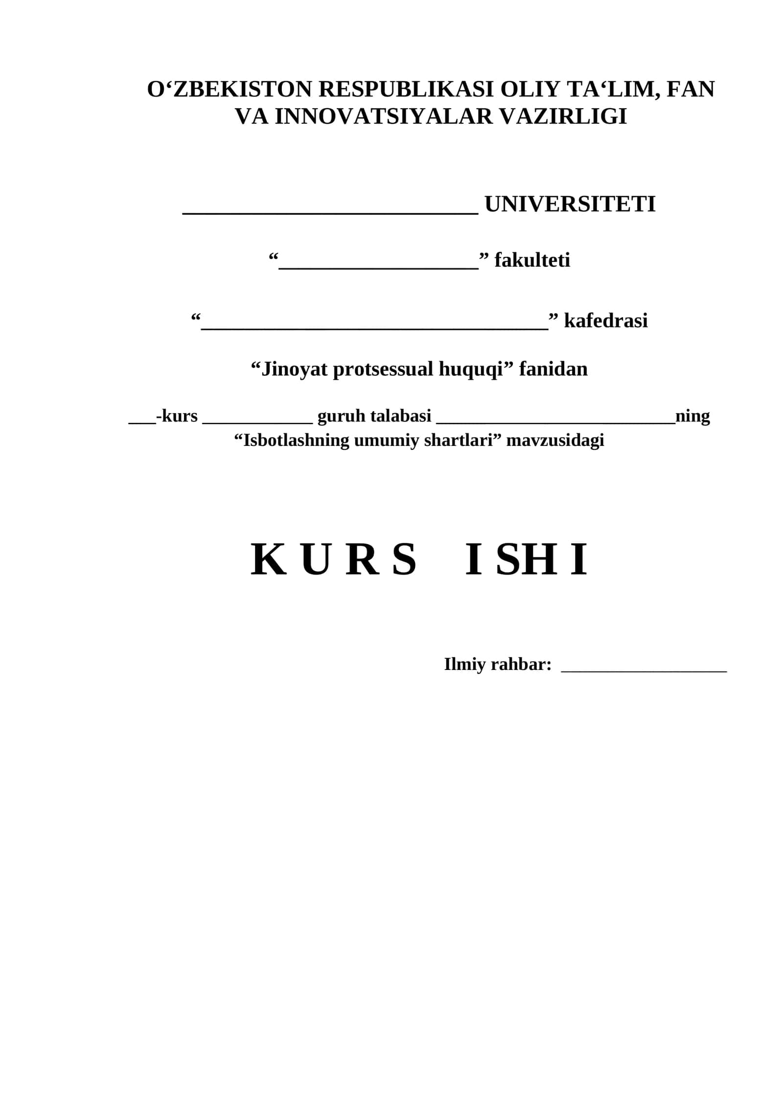 Isbotlashning Umumiy Shartlari