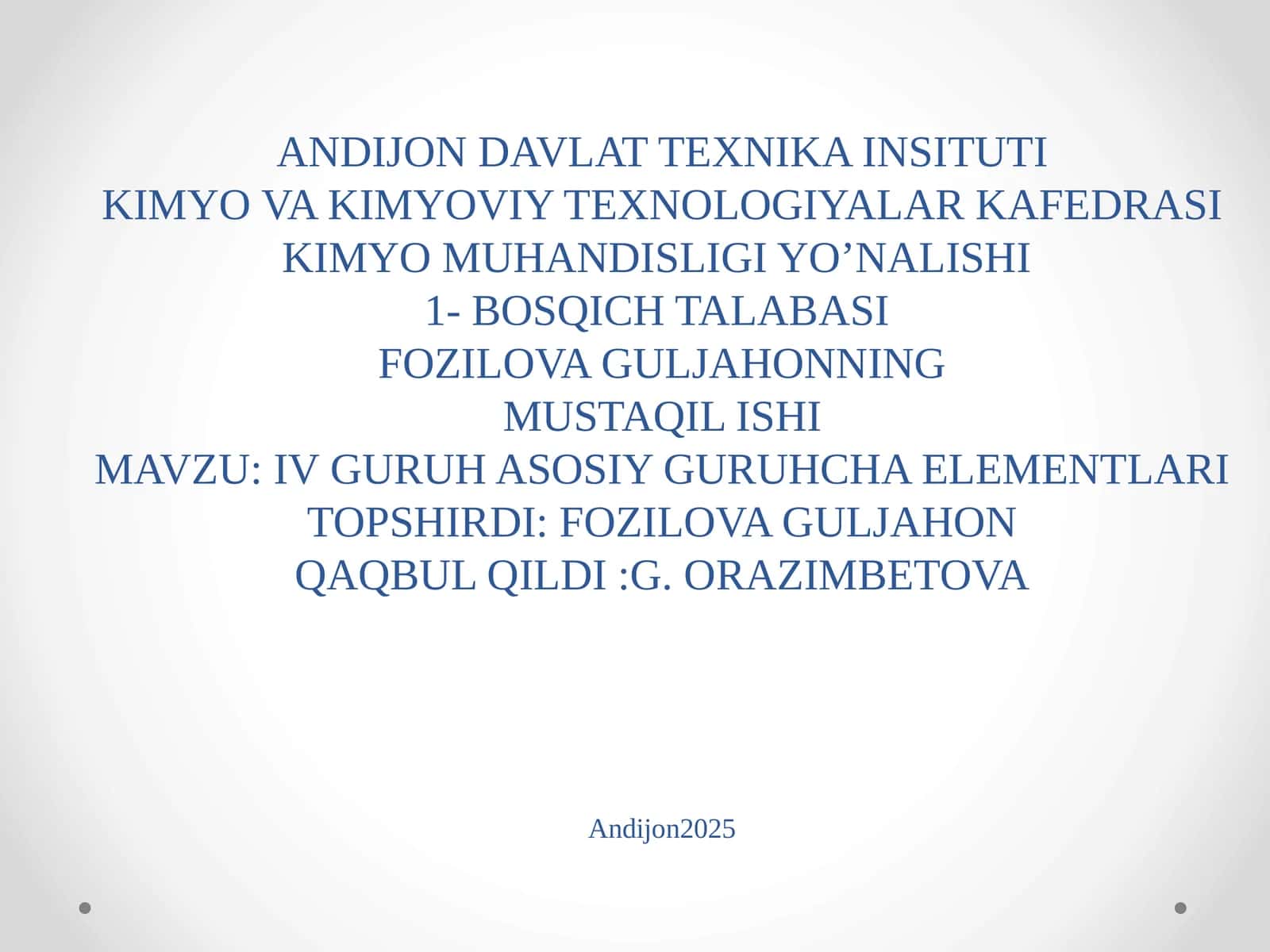 IV GURUH ASOSIY GURUHCHA ELEMENTLARI