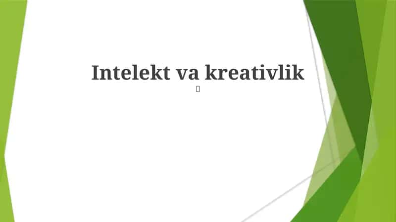 Intelekt va kreativlik