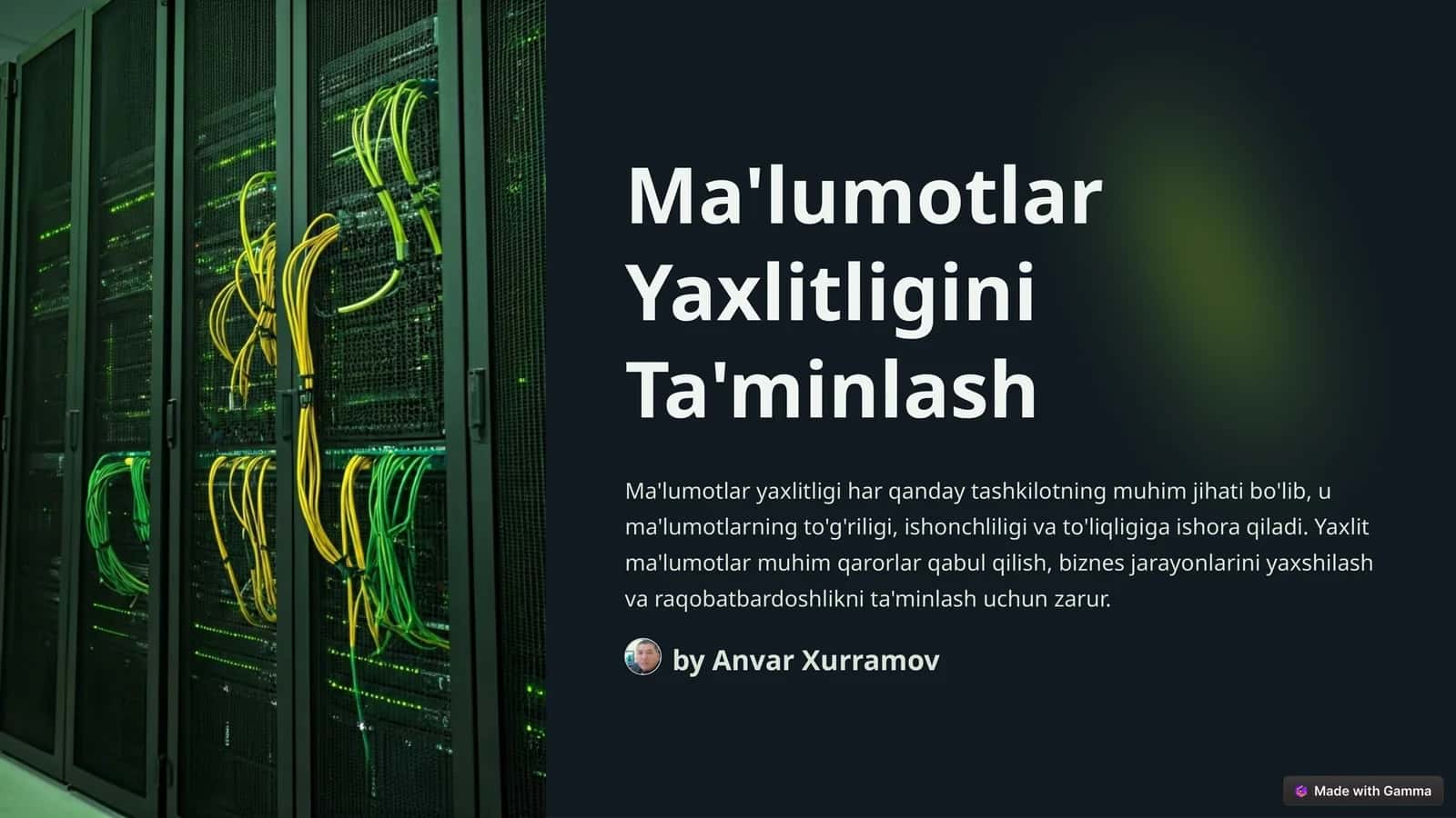 Ma'lumotlar Yaxlitligini Ta'minlash