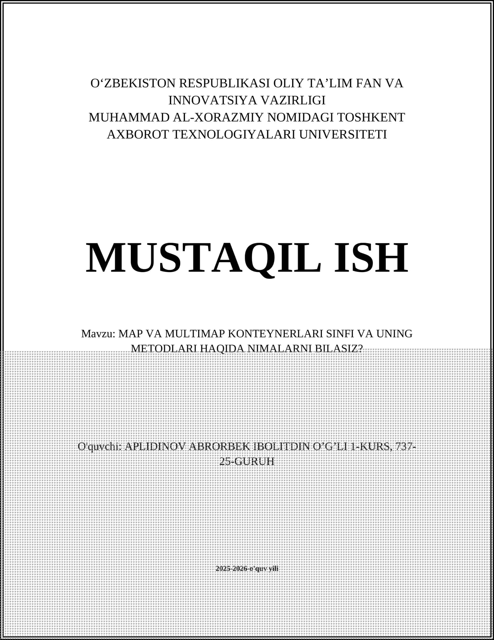 MAP VA MULTIMAP KONTEYNERLARI SINFI VA UNING METODLARI HAQIDA NIMALARNI BILASIZ?