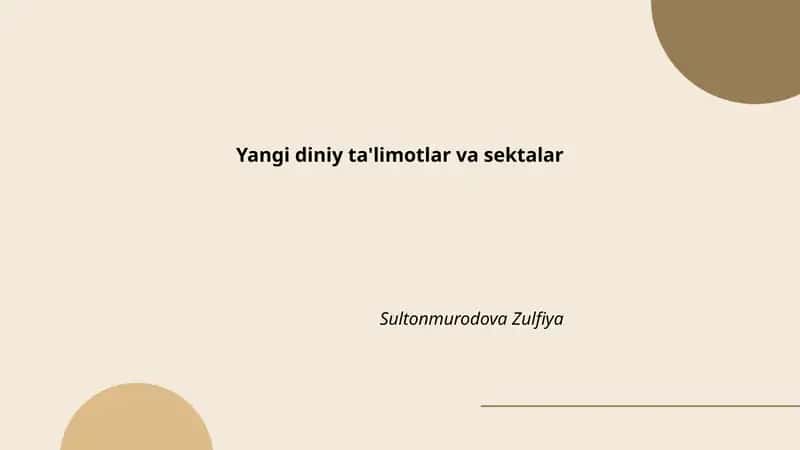 Yangi diniy ta'limotlar va sektalar