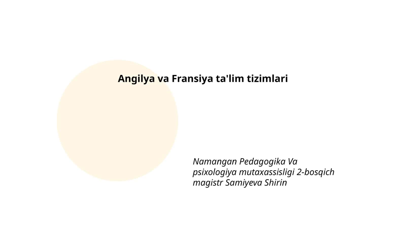 Angilya va Fransiya ta'lim tizimlari