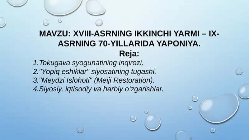 Yaponiya XVIII-ASRNING II yarmi – IX-ASRNING 70-yillarida