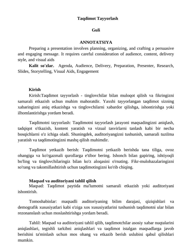 Taqdimot Tayyorlash