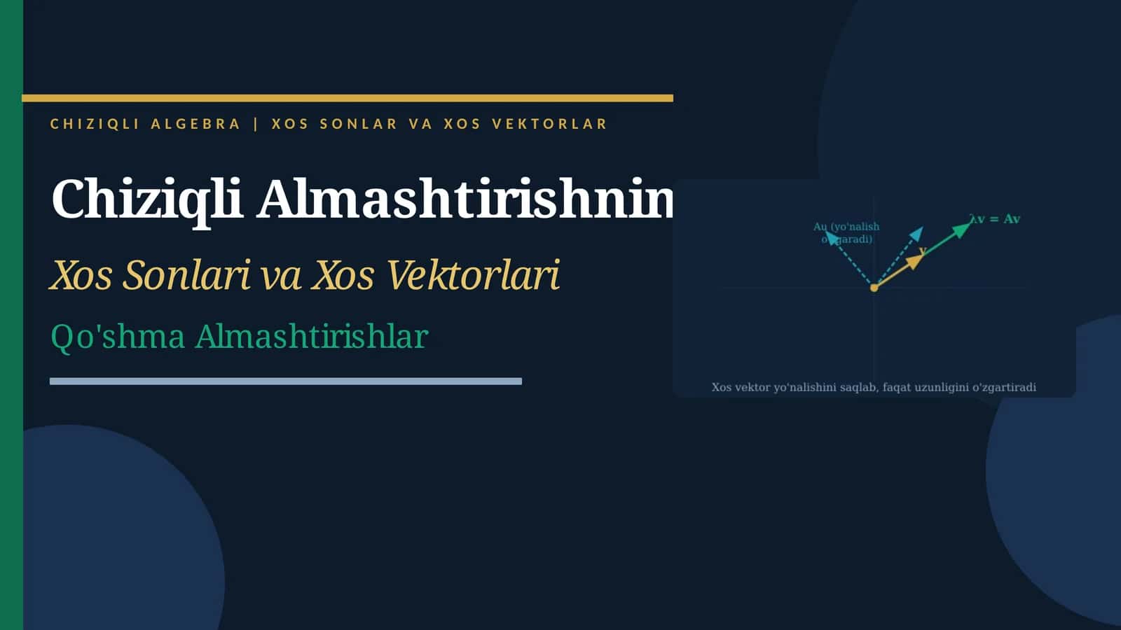 Xos Sonlari va Xos Vektorlari