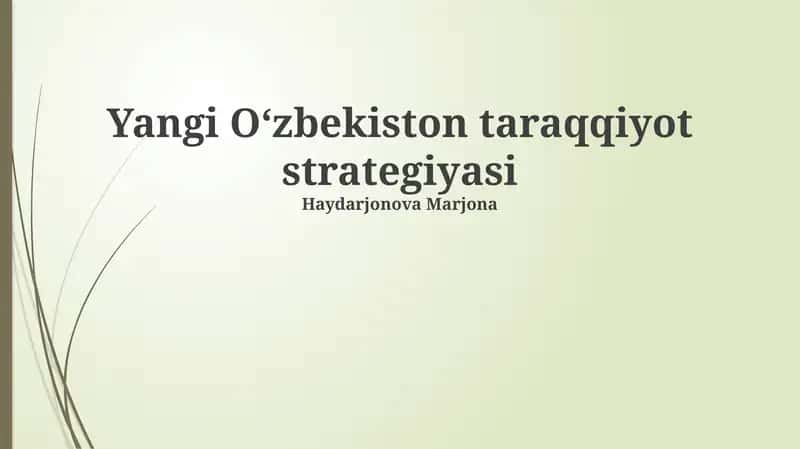 Yangi Oʻzbekiston taraqqiyot strategiyasi