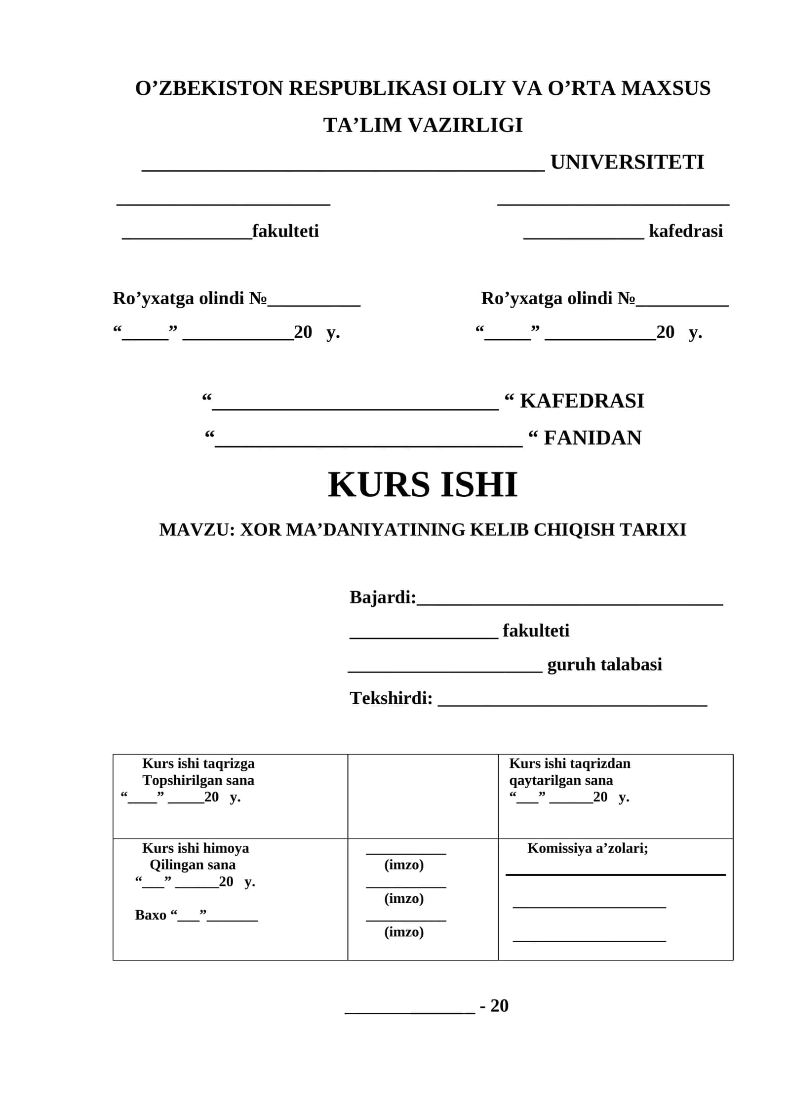 XOR MA’DANIYATINING KELIB CHIQISH TARIXI