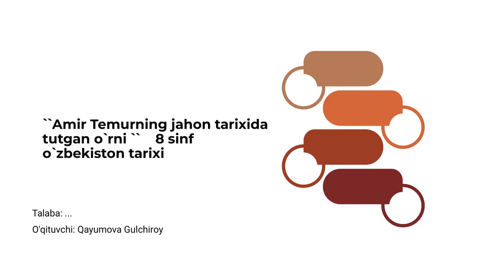 Amir Temurning jahon tarixida tutgan o`rni `` 8 sinf o`zbekiston tarixi
