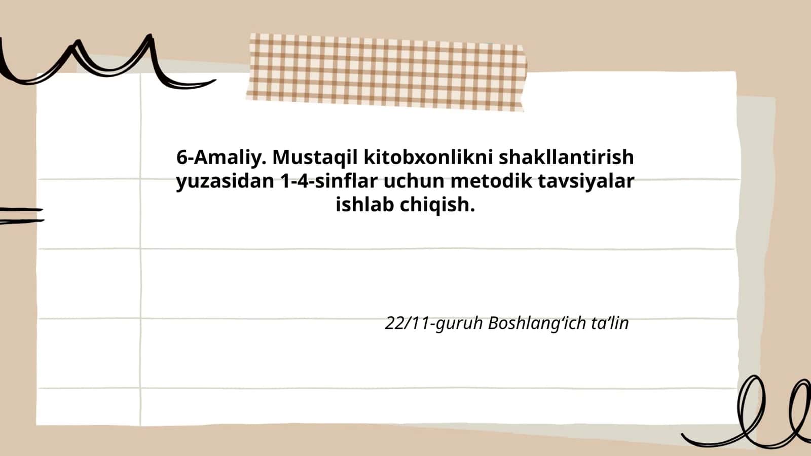 Mustaqil kitobxonlikni shakllantirish yuzasidan 1-4-sinflar uchun metodik tavsiyalar ishlab chiqish