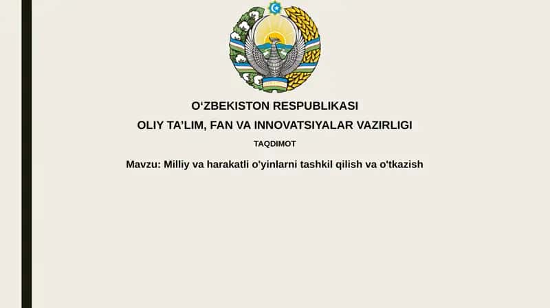 Milliy va mobil O'yinlar