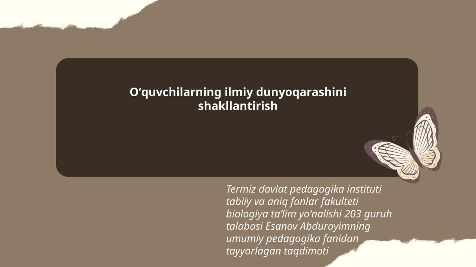 Esanov Abdurayimning umumiy pedagogika fanidan tayyorlagan taqdimoti