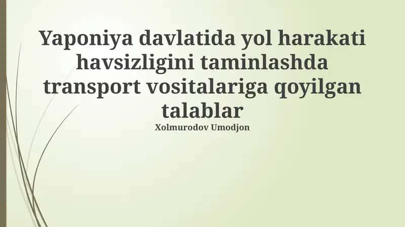 Transport vositalariga texnik talablar