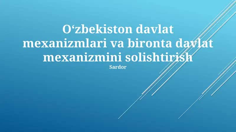 Oʻzbekiston Davlat Mexanizmlari: Asosiy Tamoyillar va Tuzilma