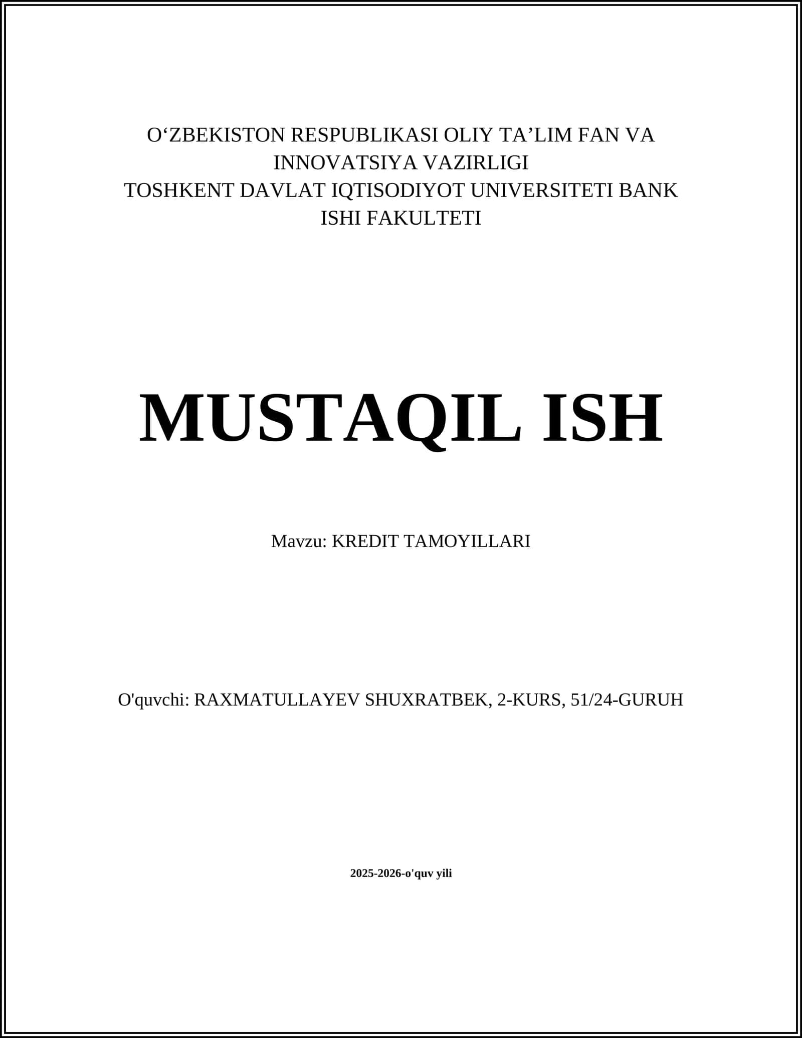 KREDIT TAMOYILLARI